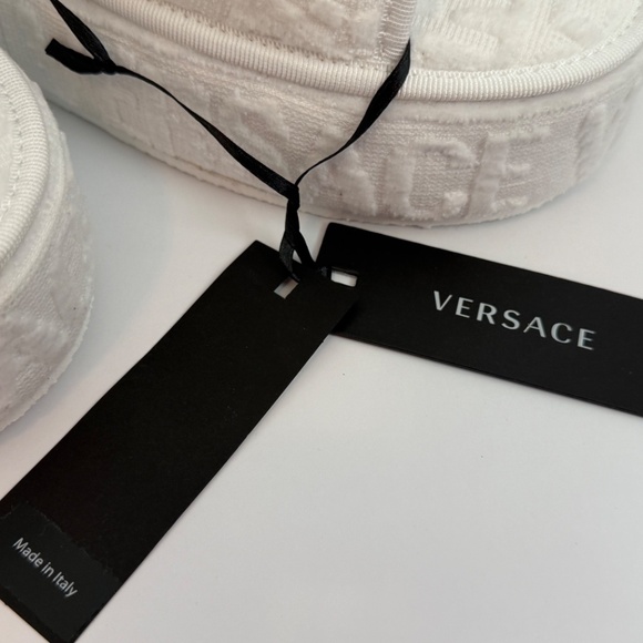 Versace White Medusa Head Fabric platform slippers new / pick size Variety - Picture 7 of 16